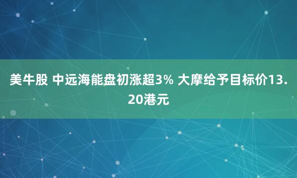 美牛股 中远海能盘初涨超3% 大摩给予目标价13.20港元